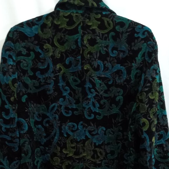 Harve Benard Women's Size 6 Textured Corduroy Lined Blazer Black with Blue/Green - Picture 9 of 15